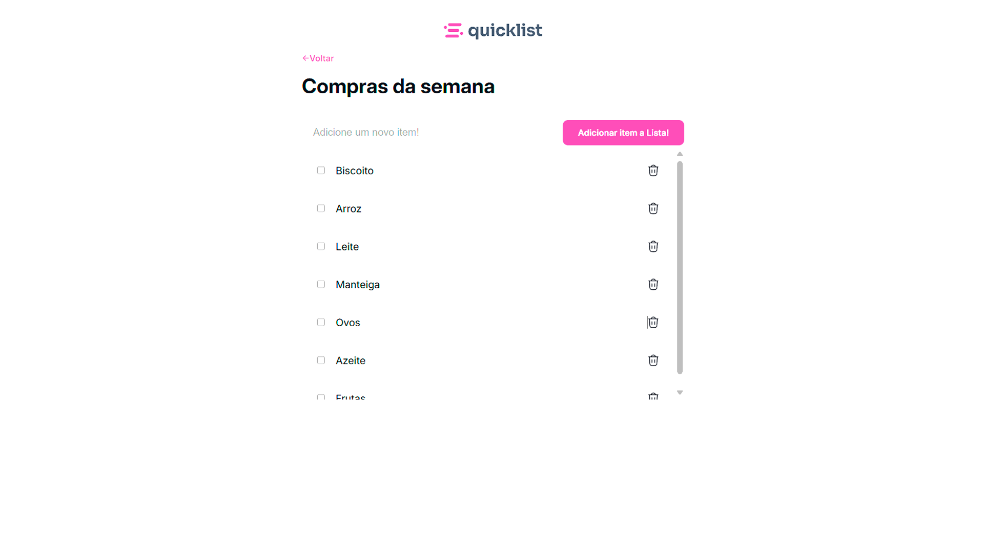 Quicklist preview