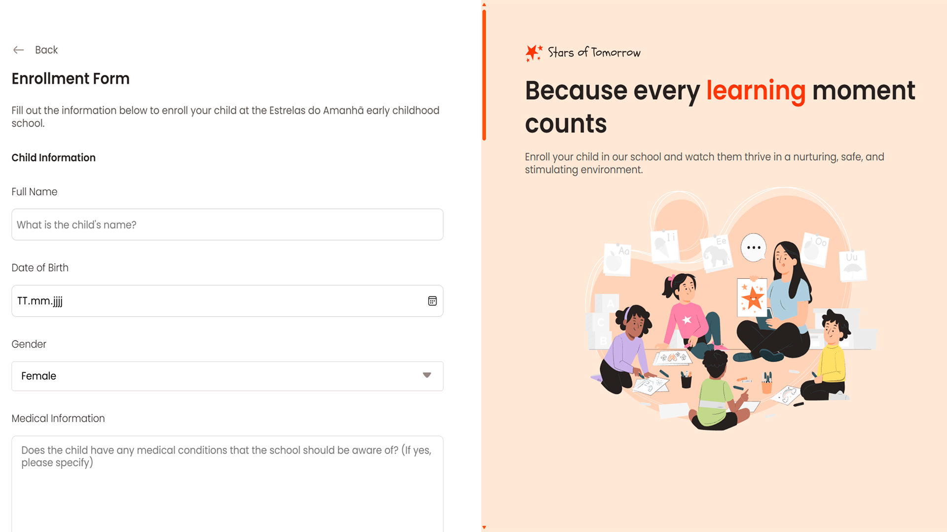 Enrollment Form preview